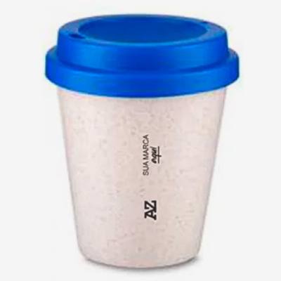 Copo Fibra de Arroz c/ tampa 350ml